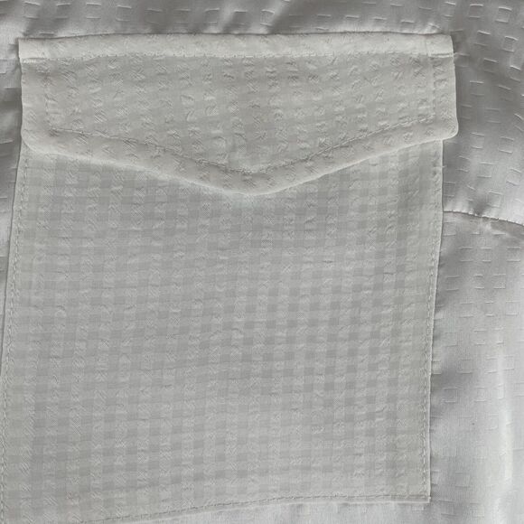 I Heart ❤ Ronson  Button Down Long Sleeve Shirt Women's XL White Textured Preppy - Picture 14 of 16